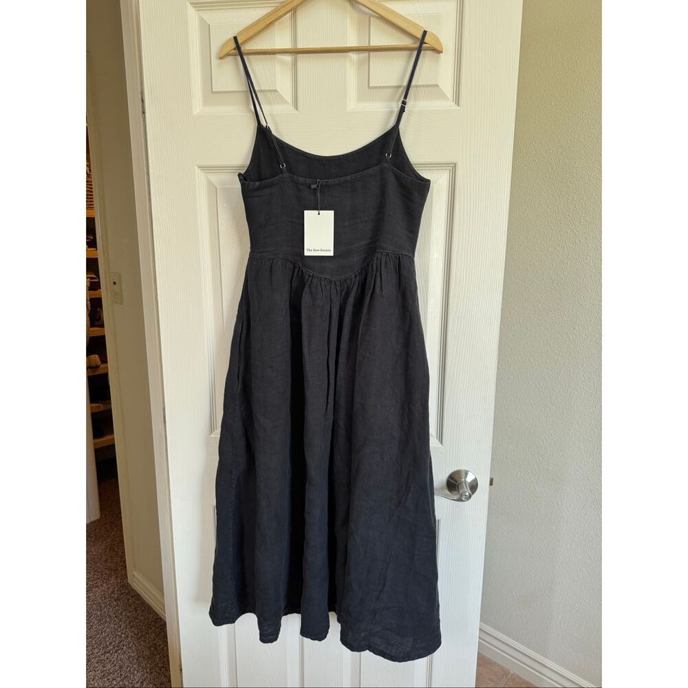 The New Society women’s S Lippia black Portuguese cotton linen dress pointed bod - Picture 3 of 8